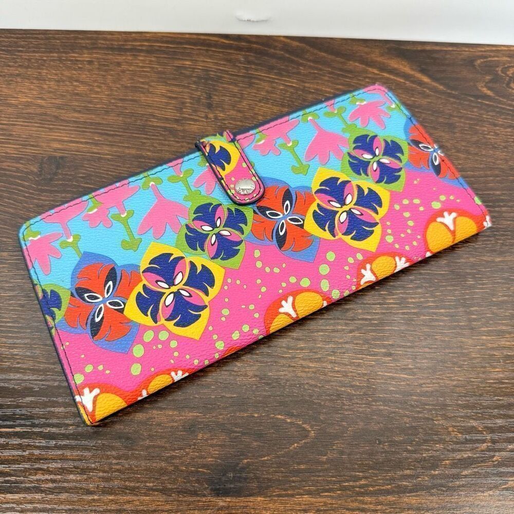 Vera Bradley Rio Stripe Multi-Color Vinyl Wallet clutch NWOT - Picture 1 of 6
